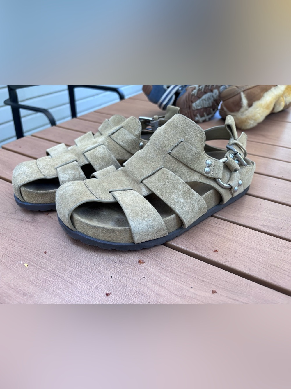 Ash Suede Fisherman Sandals in Tan